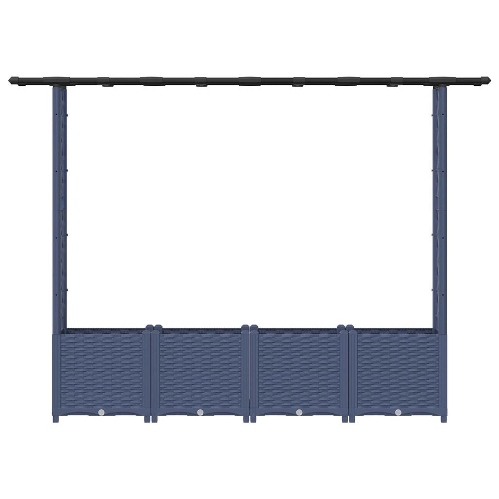 Raised Garden Bed with Trellis and Hanging Roof Gray 203 x 40 x 138 cm PP
