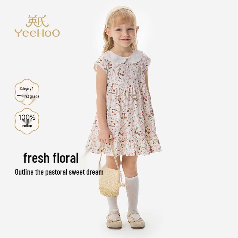 YEEHOO Girls  Summer Cotton Sleeveless Doll Collar Dress 120