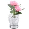 Rose Tischlampe Exquisite elegante kabellose LED-Kunstblumen-Touch-Lampe mit klarer Kristallvase