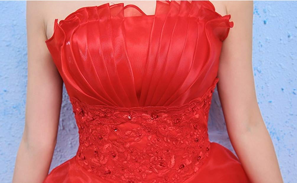 ZUOMA Long Concert Stage Fluffy Maternity Wedding Bridal Wedding Formal Gorgeous Evening Dress with Bustier Women's Lace-Up Dress, Dress, Tulle,