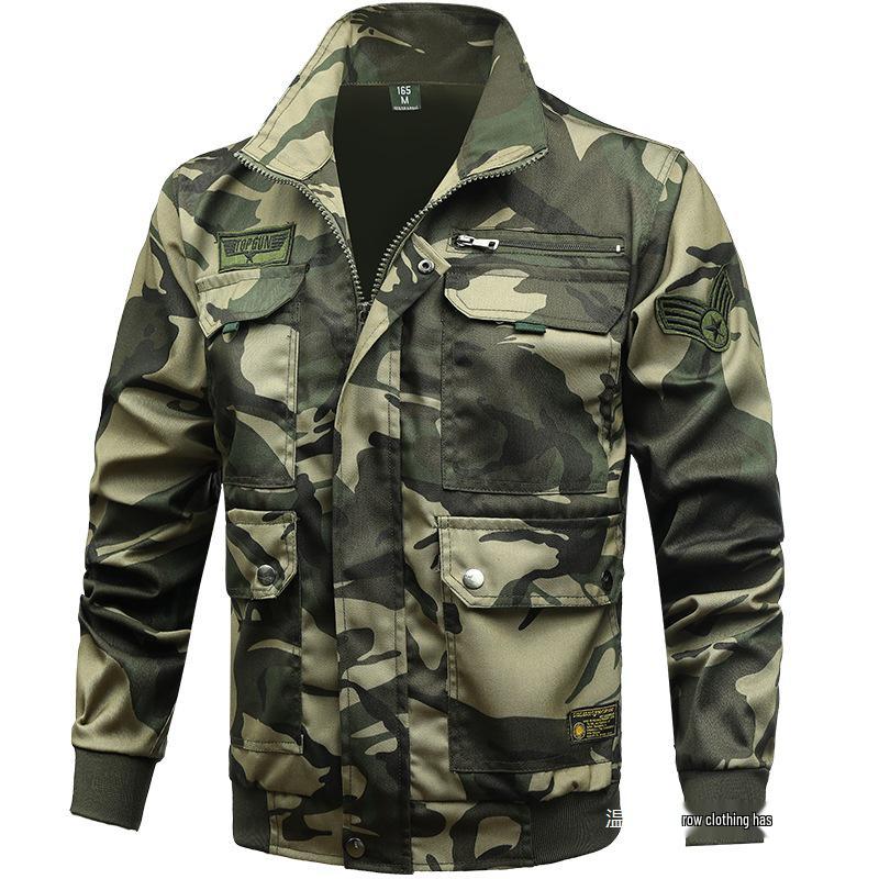 Men's Camouflage Welding Suit - Durable Cotton Workwear for All Seasons - Ideal for Military Training, Workshops, and Construction Sites