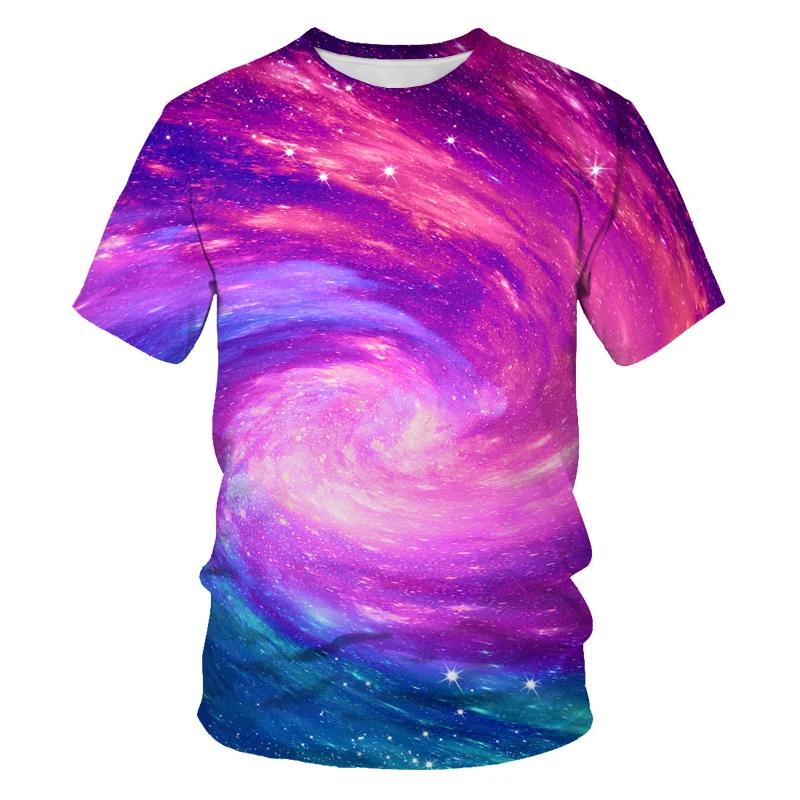 Women Brilliant Starry Sky Graphic T Shirts for Men Fashion Universe Planet Pattern T-shirt Personality Hip Hop Print T-shirts