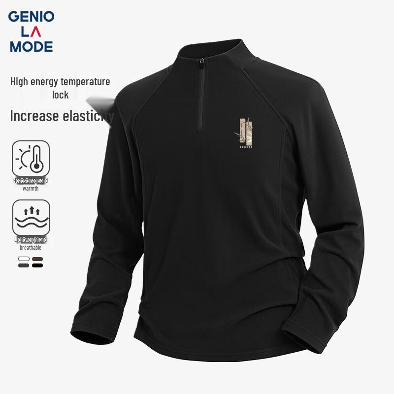 GENIOLAMODE Men s Fleece-Lined Half-Zip Thermal Long-Sleeve T-Shirt 3XL