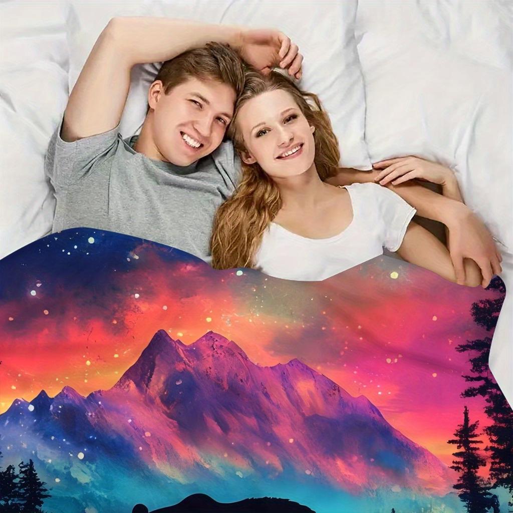 1pc Enchanted Forest Digital Printed Design Pattern Blanket, All-Season Soft and Warm Throw, Ideal for Home Bedroom, School Dorm