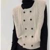 Cardigan Vest Female Spring Korean Loose and Slim Coat Vest Women Double Breasted Slouchy Versatile Retro Sweater Cardigan