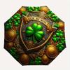 Four-Leaf Clover Luck Charm Decorative Plaque Umbrella, Cute Umbrella with Cute Design, Portable 3-Fold Compact Umbrella for Men & Women, Valentine's