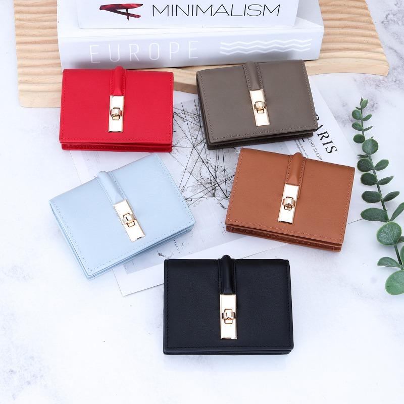 Elegant Women's Luxury Leather Wallet with Exquisite Gift Box,Premium Compact Short Purse with Twist Lock,Perfect Gift for Women