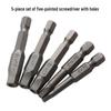 5-teiliges 5-Zahn 50mm sandgestrahltes S2 Sternschraubendreher-Bit-Set mit Mittelloch