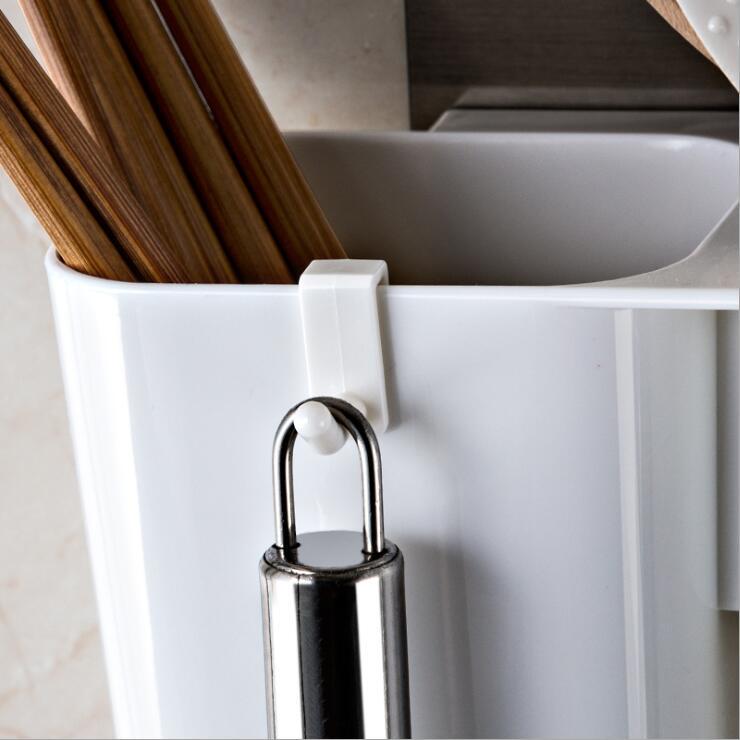 Multifunctional Kitchen Racks Without Traces with Hooks Tableware Drain Storage Box Grid Chopsticks