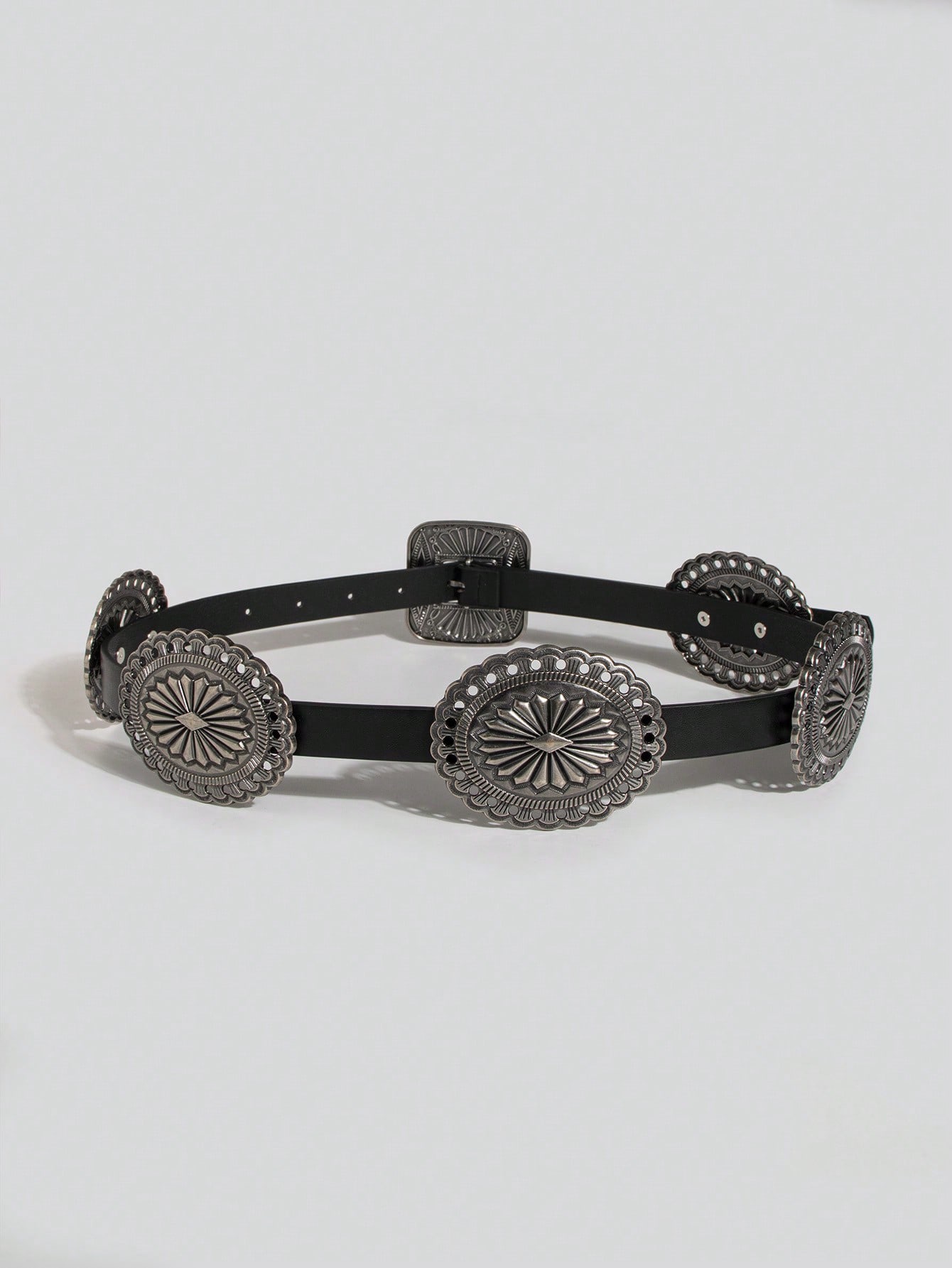 1 stuks Dames Punk Metaal Gekerfd Accessoire Cowboy Cowgirl Heavy Duty Riem Boho 100cm zwart