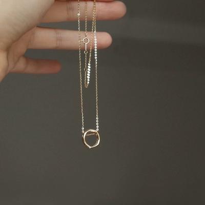 S925 Sterling Silver Ring Pendant Necklace Women's Glossy Circle Small Pendant Clavicle Chain