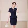 Women's 2025 Summer Collarless Short Sleeve Suit Set for Professional Jewelry Store/Hotel Reception Staff