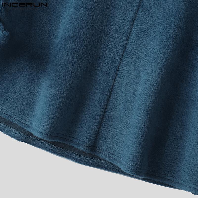 INCERUN Summer Men Sleeveless Side Lace Up Furry Tank Tops Crop Vest