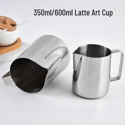 Tasse à café en acier inoxydable avec bec verseur et balance - Pichet à mousse de lait