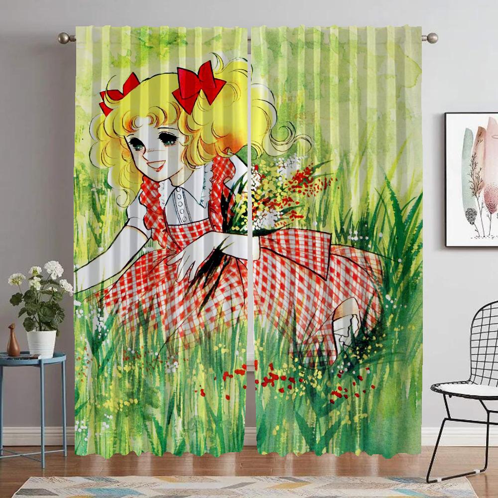 Halloween Dekoration Godis Godis Köksgardiner för Kameraskärmar Avdelare Eleganta Rumsgardiner 2 Stycken Fönstergardin Hem