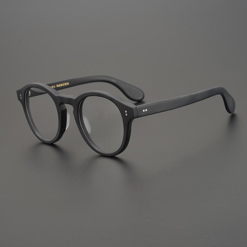 Mens Womens Round Black Thick Full Rim Eyeglass Frame Handmade Acetate Blue Light Blocking Myopia