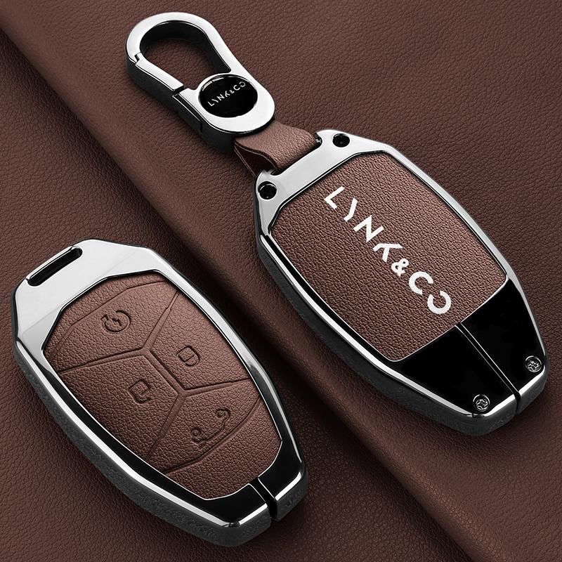 Zinc Alloy Leather Car Key Key Case Lynk & Co Lynk & Co Lynk Co 05 01 02 03 06 09 4 Button Key Fob Car Key Case Case