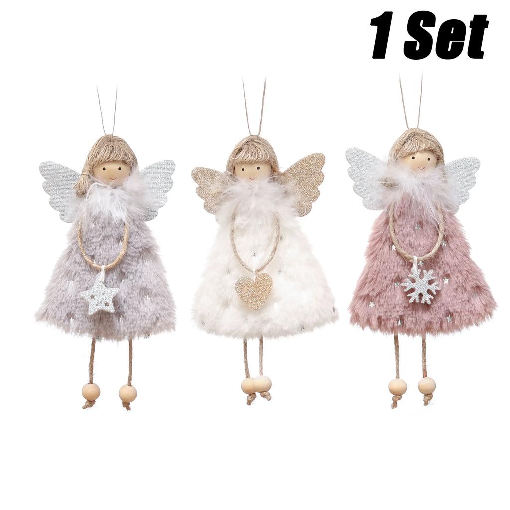 Christmas Hanging Angel Doll Pendant Plush Angel Ornaments Xmas Tree Decors for Wedding Birthday Party New Year Holiday Decor