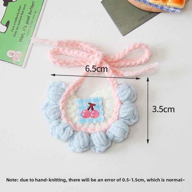 Pet Wet Towel with Cartoonish Cute Cat Pattern, Knitted Collar for Dogs, Dog Bib Wet Towel, Adjustable Loose Fit