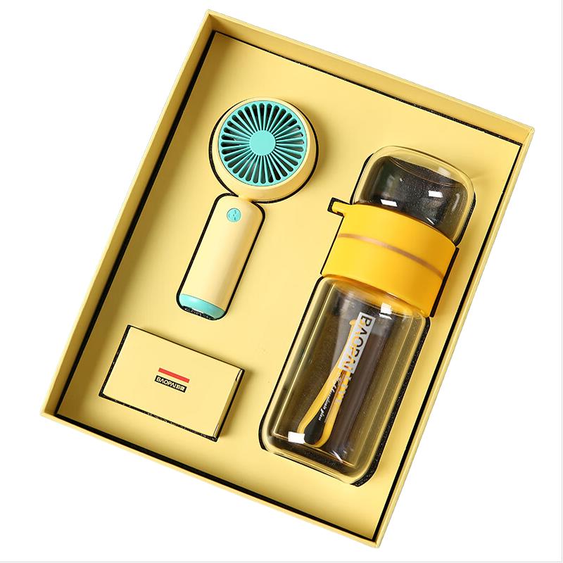BAOPAI Double-Layer Glass Cup & Fan Set