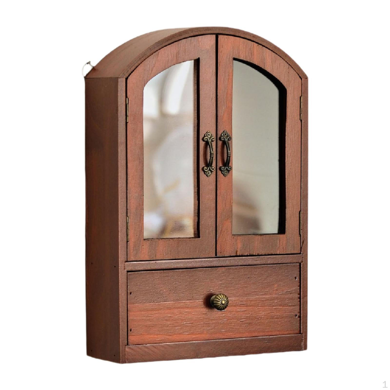 

Настольный шкаф для хранения, Органайзер для косметики, Экономия места, Деревянная полка для ухода за кожей с выдвижным ящиком коричневый