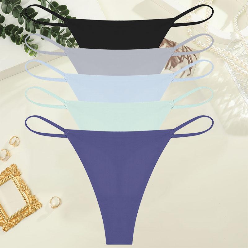 5Pcs/Set Sexy Minimalist Thong Underwear for Women Low Rise Thin Strap Seamless Soft Comfortable Briefs