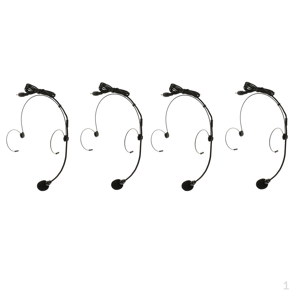 4 X JY-528 3.5mm Straight Angle Double Headset Headworn Micro