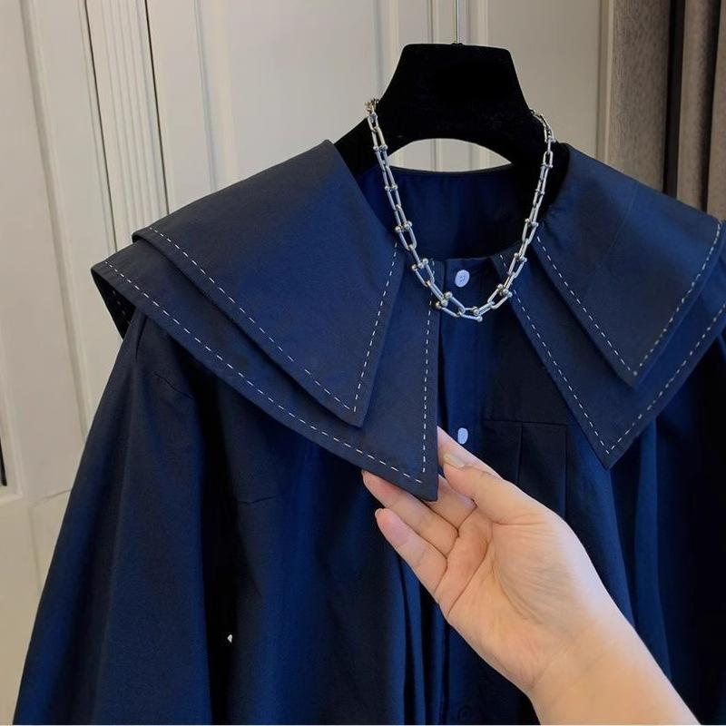 

Женский корейский кардиган-блузка на четыре сезона: весна, осень, с кукольным воротником, женская свободная однотонная рубашка, топы, женская мода, рубашки с рукавами-фонариками M