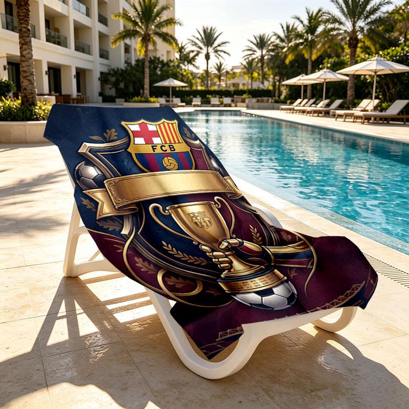 Barcelona FC Soccer Print Beach Towel Design, Soft, Lightweight. for Home Bathroom, Spa, Pool, Yoga, Surfing, Camping, Gift for Family, Friend