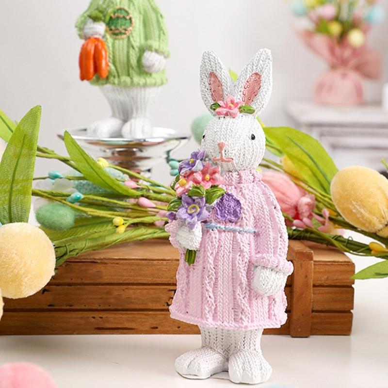 Quality Resin Rabbit Carrot Sculpture Resin Decoration Perfect for Bedroom Nightstands or Children Room for Couples