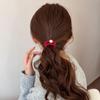 Red Satin Pleated Small Intestine Hairband Elastic Hair Tie Bun Hairpin Scalp Hair String Hair Accessory