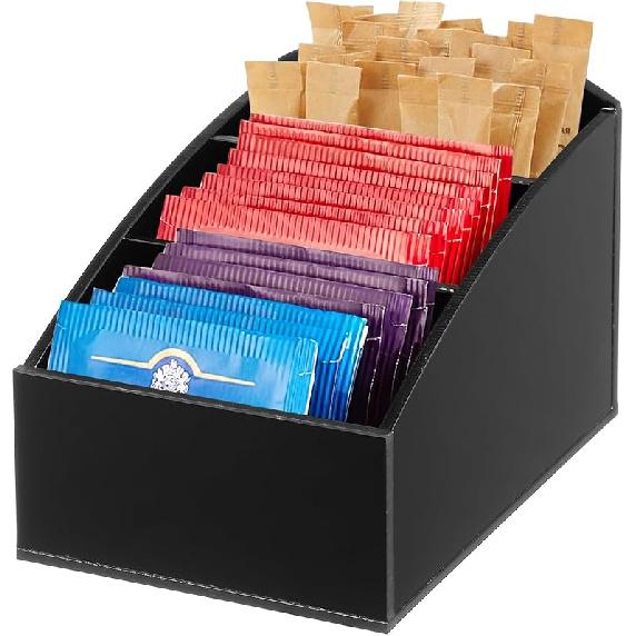 ABOOFAN Органайзер для кофейной станции Аксессуары для кофейни Держатель для капсул Корзина для чайных пакетиков Сахарных пакетиков Органайзер для кладовки Шкафа Кухни чёрный