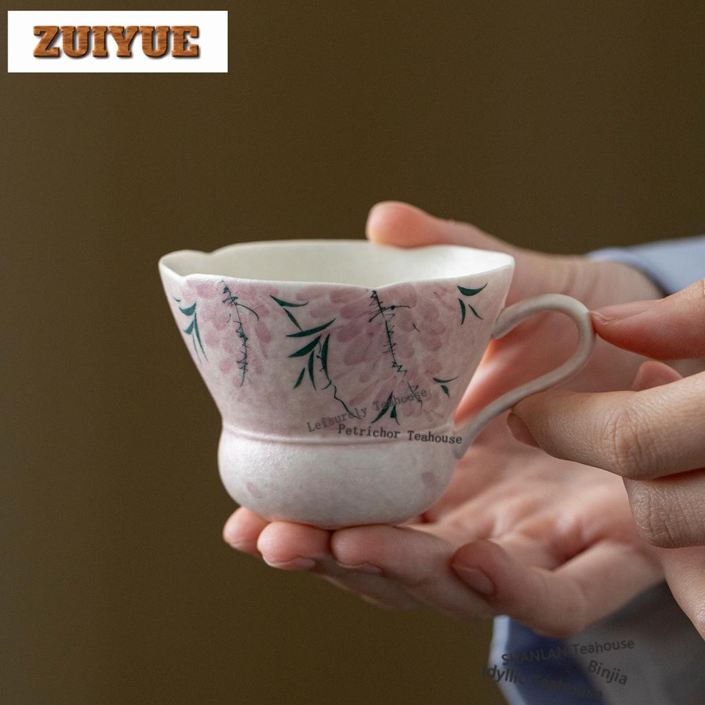 80ml Hand-painted Wisteria Teacup Elegant Tea Bowl Tea Cup Set Tea-tasting Fragrance Cup Chazhan Master Cups Household Teaset