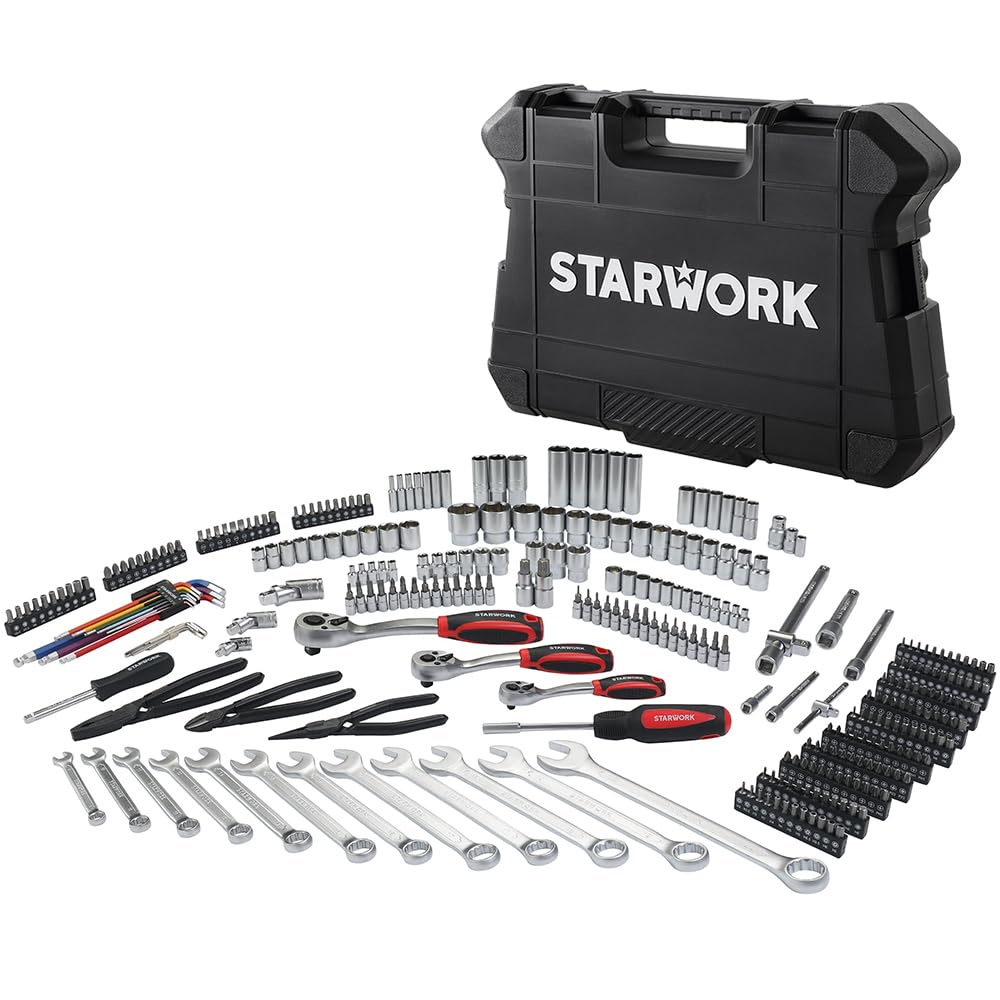 STARWORK TRUE Socket Wrench Set Ratchet Wrench Tool Set Automobile and Motorcycle Tool Set Work Tools with Special Storage Case 314 Piece Set