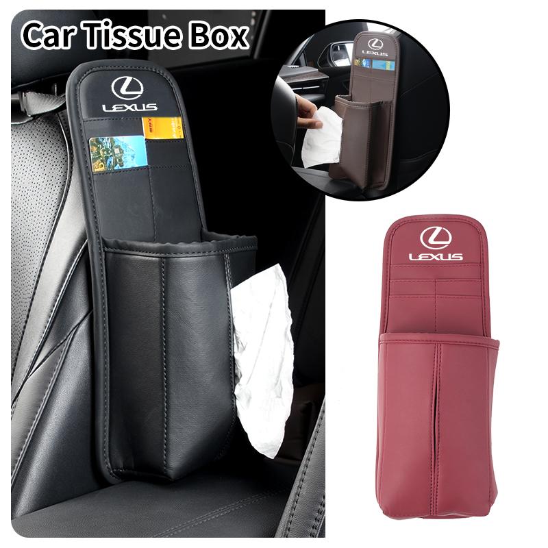 Boîte à mouchoirs pour siège de voiture Sac de rangement pour essuie-tout en cuir Accessoires pour Lexus CT200h ES250 ES300h IS250 IS200 GS300 GX470 GS460