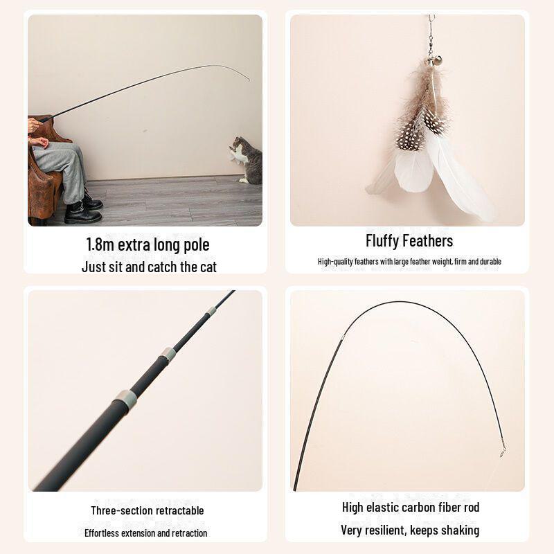 Telescopic Cat Teaser Toy - Four-Section Extendable Wand for Pets