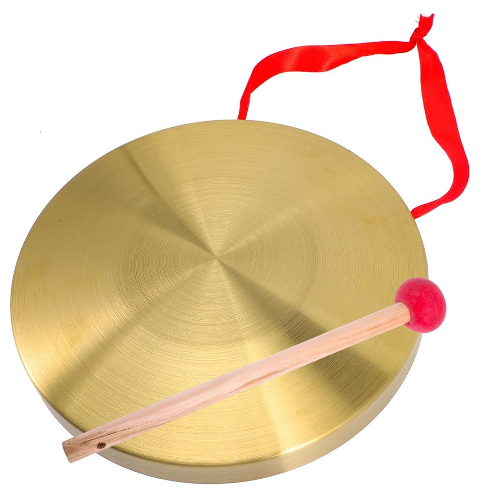 EXCEART Gong, 32cm Gold, Percussion Drum, Signal Drum, Copper Steel with Play Hammer, Mallet and Hanging Cord Set, Perfect for Openings,