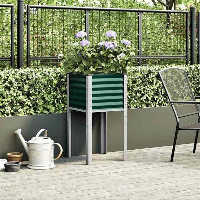 VidaXL Planter Green 45x45x88 Cm Steel, Outdoor Planter, Flower Box, Tomato Planter, Terrace Planter, Container 4008963
