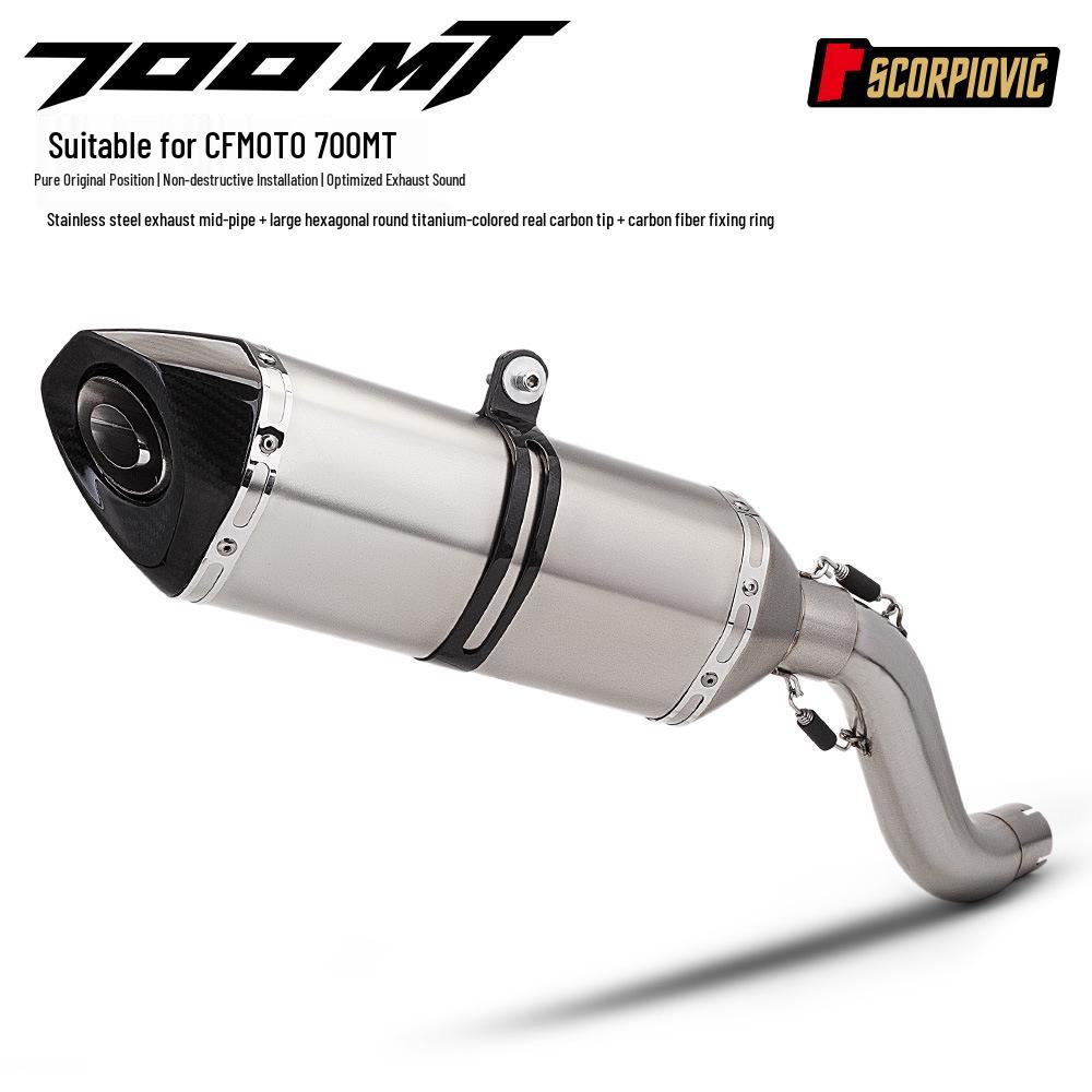 CFMOTO 700MT Motorcycle Mid-pipe for SC-Project Street-legal Rear Section Modification.