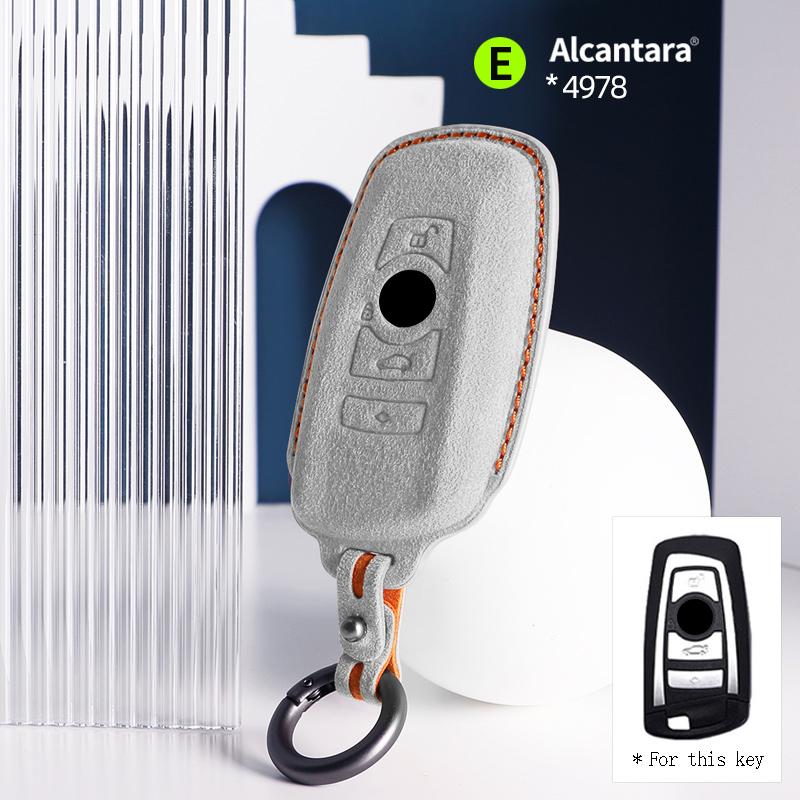 4 buttons Car Key Case cover Alcantara For BMW Series X3X4X5X6 3 5 7 Series F15 F16 F20 F22 F30 F32 G30 Suede Keychain
