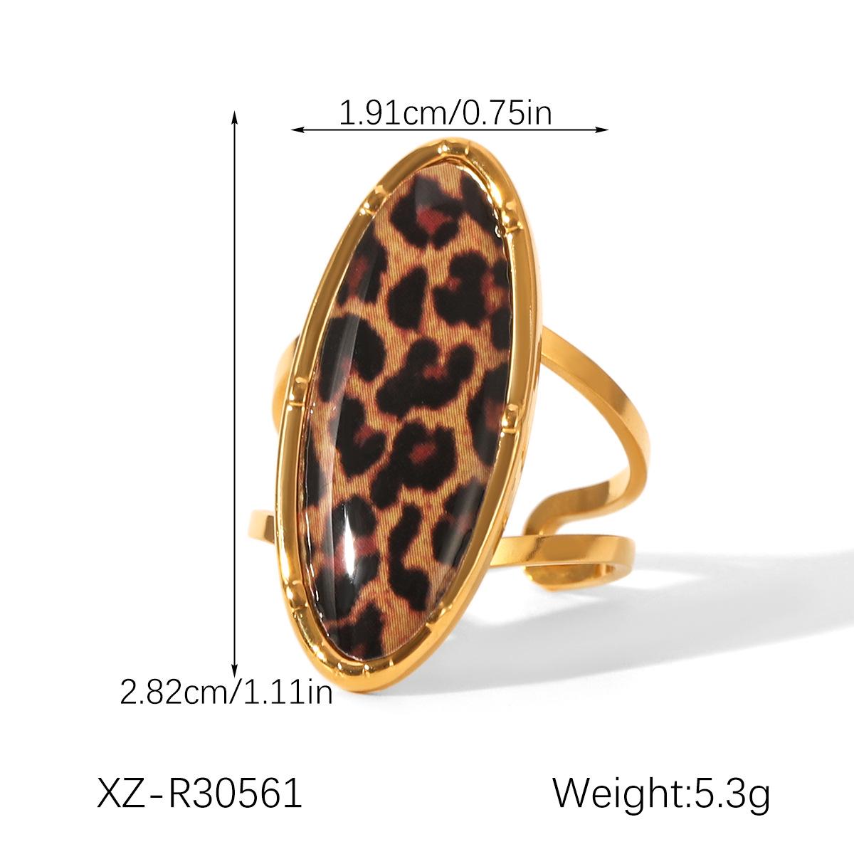 

Модное кольцо из нержавеющей стали с леопардовым принтом, регулируемое, для женщин - Титановое кольцо с модным покрытием из 18-каратного золота