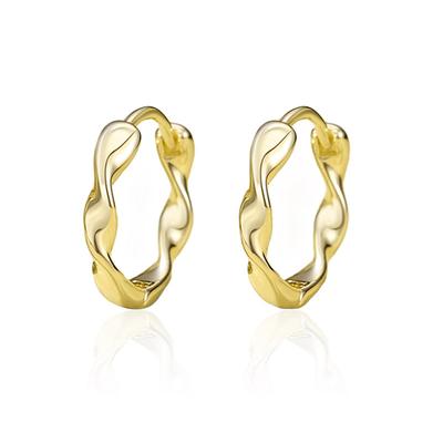 Huitan Small Twist Shape Hoop Circle Earrings Female Versatile Low-key Metallic Style Accessories Lady Daily Wearable Jewelry