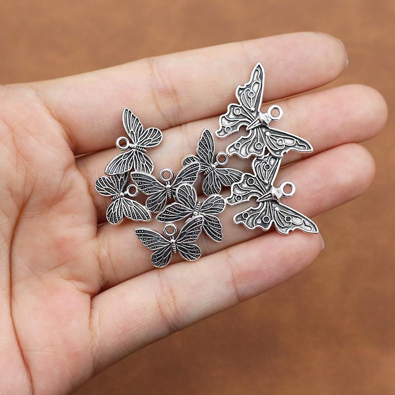 Retro Tibetan Silver Butterfly Pendant: Necklace, Bracelet, Hairpin - DIY Ancient Style Jewelry Accessories