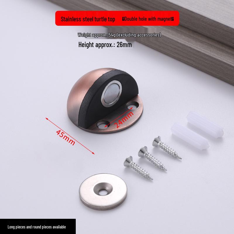Stainless Steel No-Drill Magnetic Door Stopper with Anti-Collision Rubber