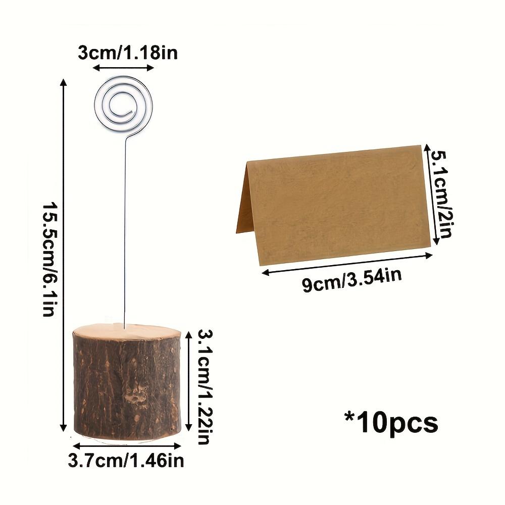 10ks dřevěných stojánků na karty s vířivým drátem a 10ks kraftových karet Rustikální stojánky na čísla stolků stojánky na jmenovky stojánky na svatební hostinu kartičky na jídlo štítek