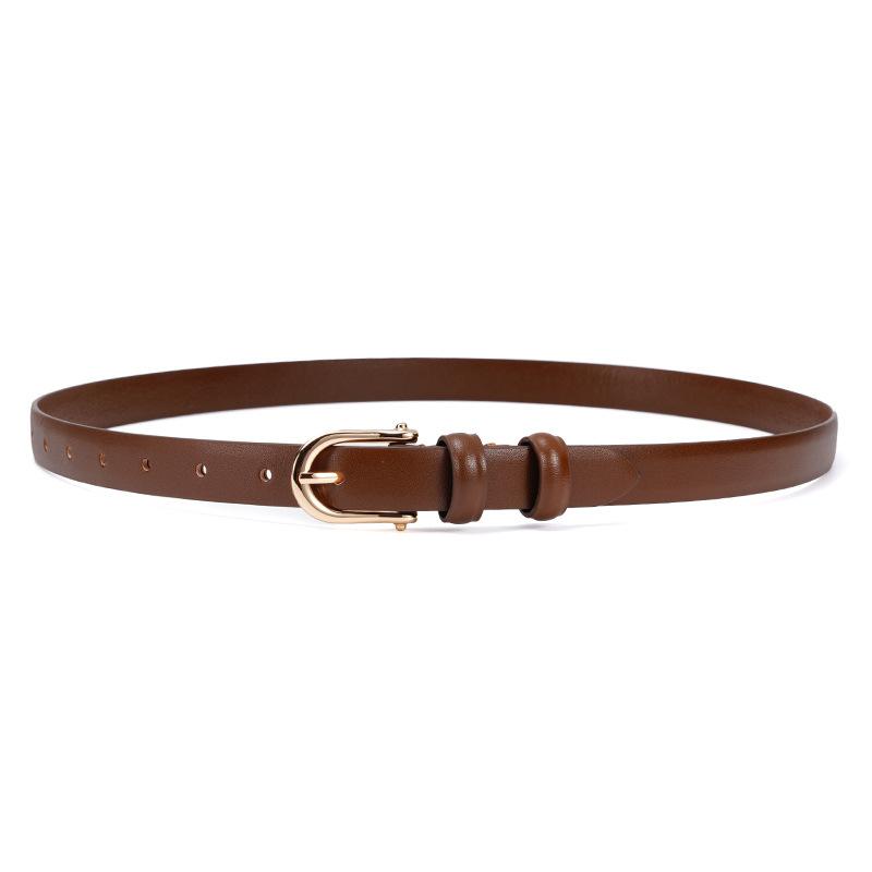 Top Layer Cowhide Belt Women's Pin Buckle New Year Trendy Thin Belt Casual Belt Decorative Belt