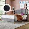 Lit Double Capitonné Avec Chargeur USB Type C,cadre De Lit Avec Sommier À Lattes, Lit Capitonné En Gris,cadre De Lit 180 X 200 Cm