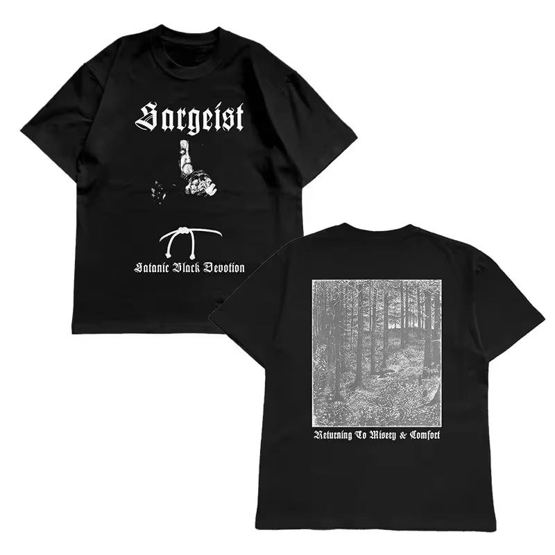 Satanic Warmaster Black Heavy Metal Pánské tričko s krátkým rukávem z čisté bavlny, ležérní vintage topy, harajuku streetwear, volnočasové tričko
