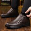 Foreign Trade Large Size Cotton Shoes Men's Middle-aged High-top Velvet Warm Casual Leather Shoes Men's Winter First-layer Cowhide Dad Shoes