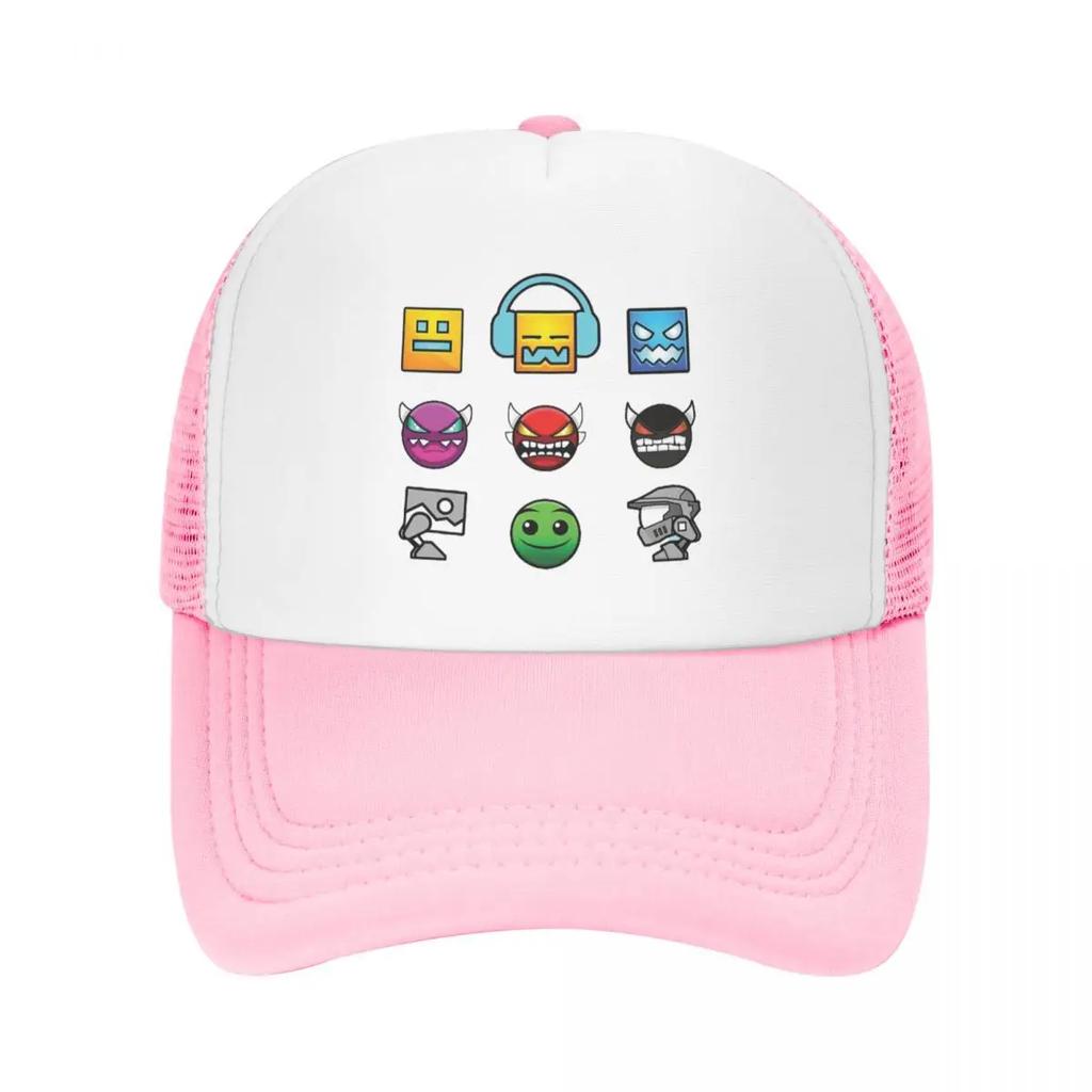 Geometry Dash Cap Fashion Casual Mesh Baseball Caps Adjustable Hat Hip Hop Summer Unisex Baseball Hats Polychromatic